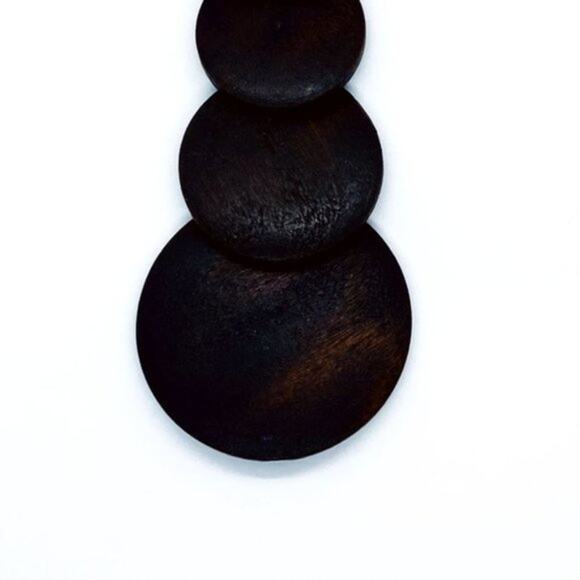 NWT Brown Wood Layered Circle Tiered Dangle Earrings - Picture 4 of 5